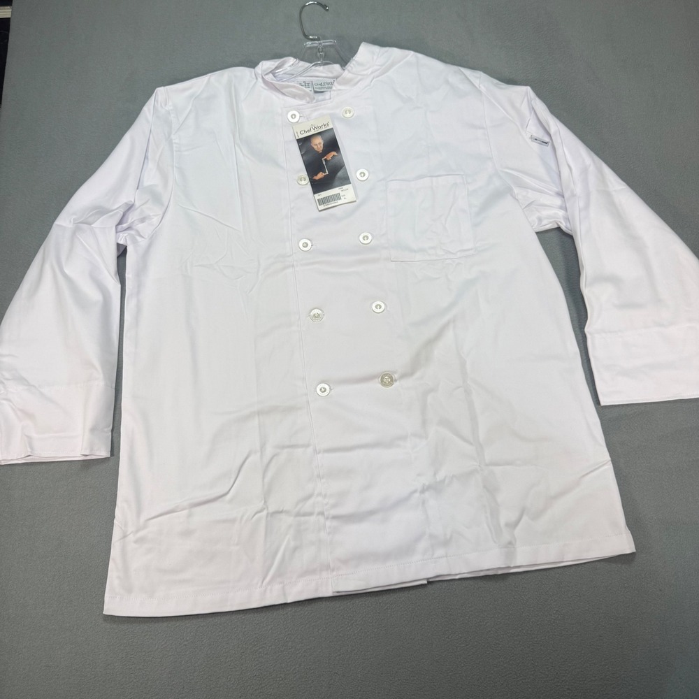 Chef Works Chef Coat Men XL White Long Sleeve Double Breasted Twill WCCW NEW